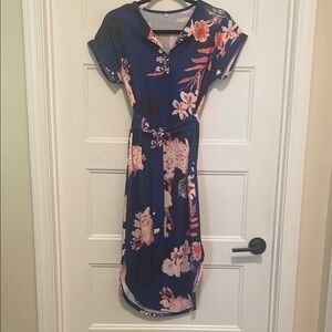 Pink and Blue Midi Dress